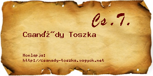 Csanády Toszka névjegykártya